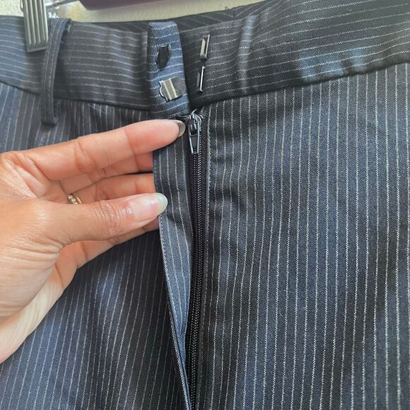 Lucky Brand Cropped Wide Leg Striped Pleated Dress Pant Trouser Women's Size 10 - Picture 7 of 10